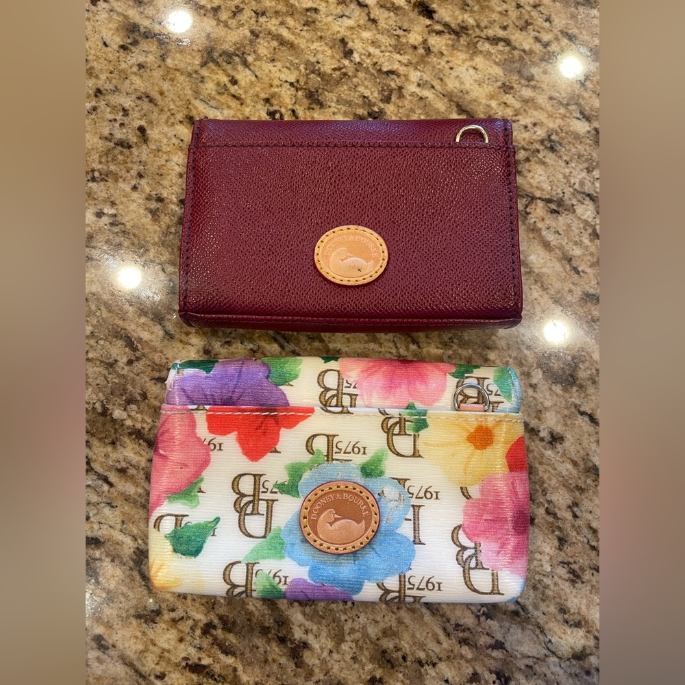 TWO Dooney & Bourke Card holders with key hook and back pocket